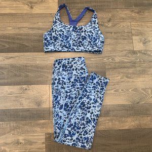 DSG Blue Cheetah Print Sports Bra and Legging Set